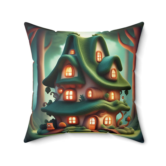 ''Knitted cottege'' Spun Polyester Square Pillow