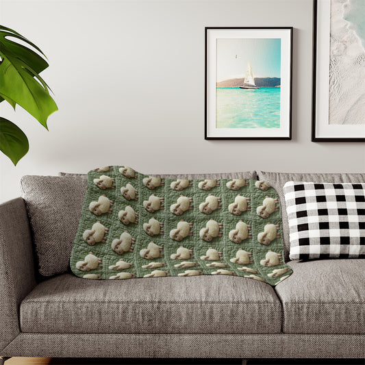 Fiuffy Sheep Blanket, Cozy Farm Animal Throw, Warm Cottagecore Blanket