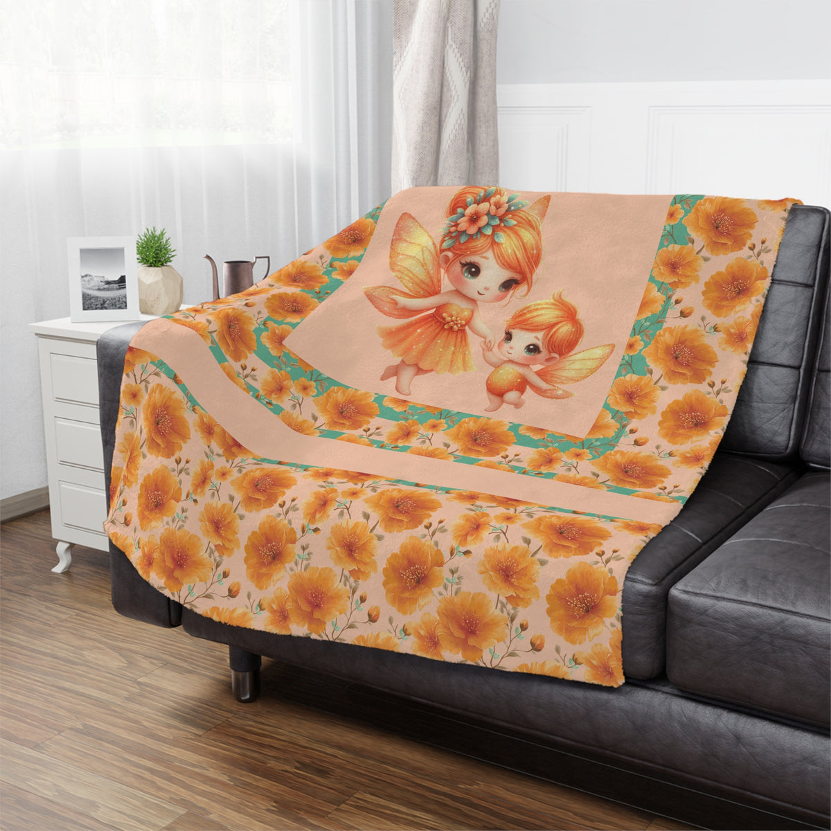 Fairy Flowers Name Girl Minky Blanket
