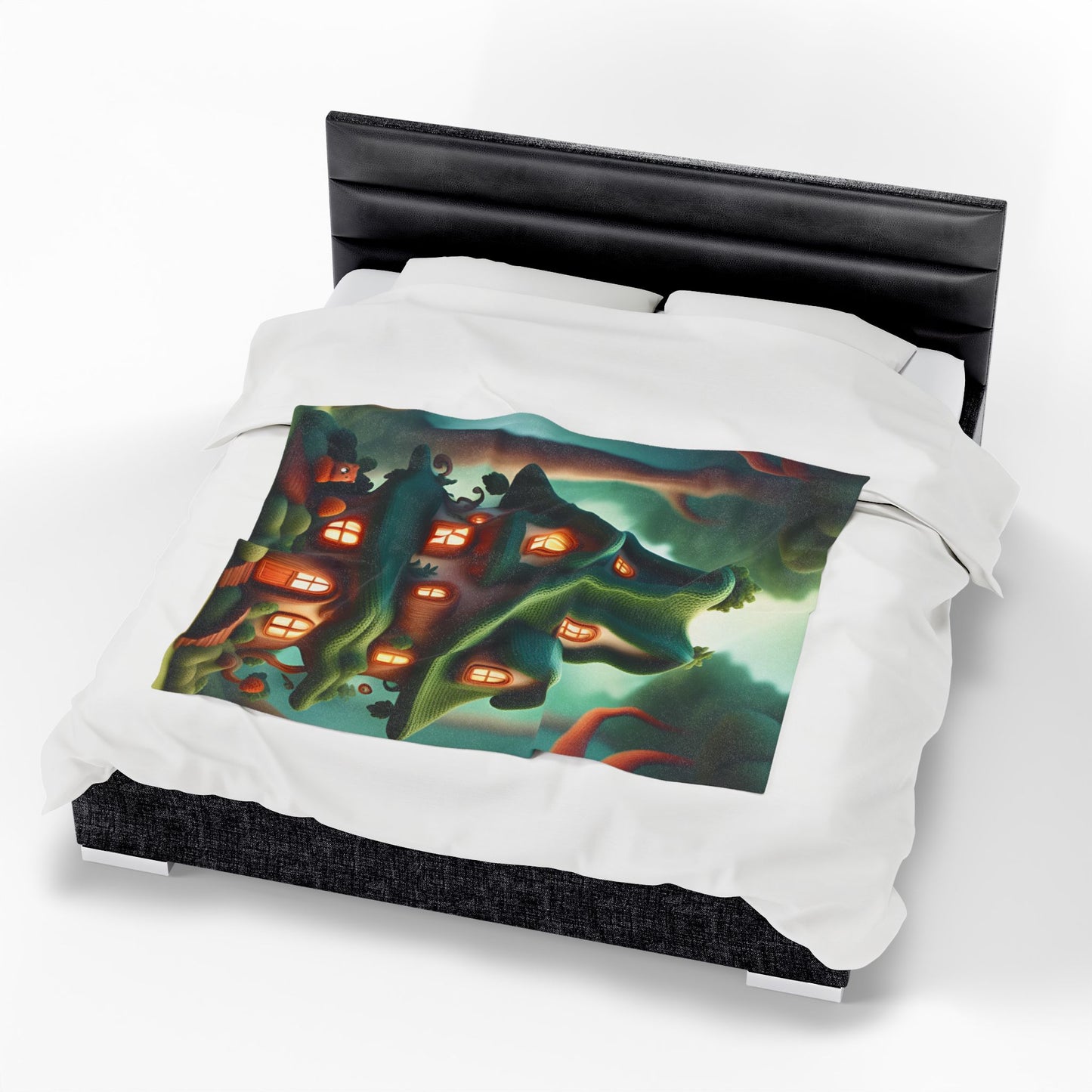 ''Knitted cottage'' Velveteen Plush Blanket