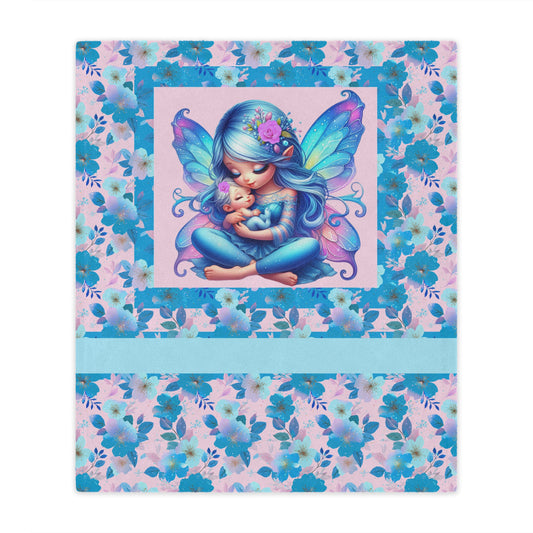 Fairy Flowers Name Girl Minky Blanket