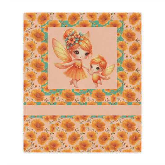 Fairy Flowers Name Girl Minky Blanket