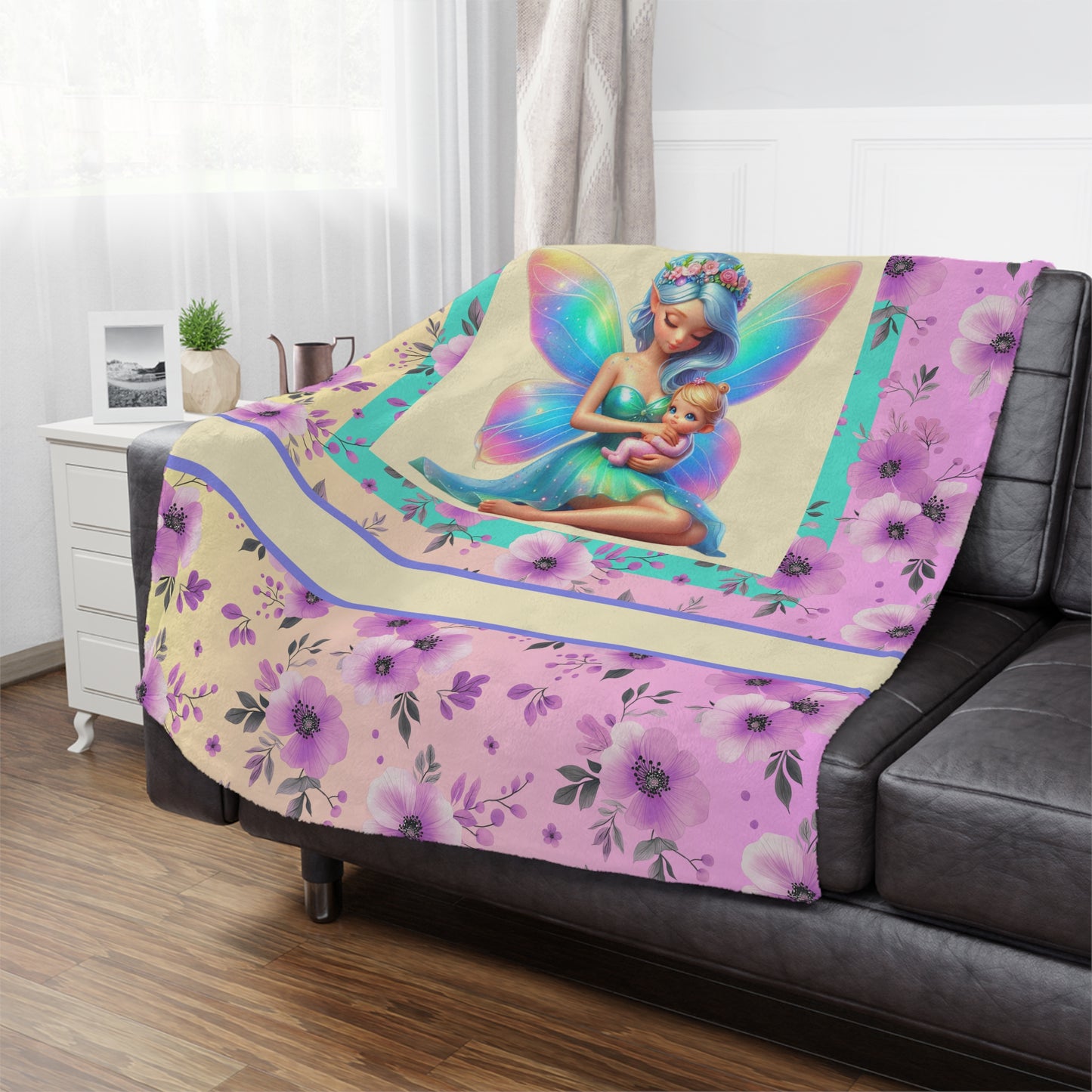 ''Fairy of Flowers'' Name Girl Minky Blanket
