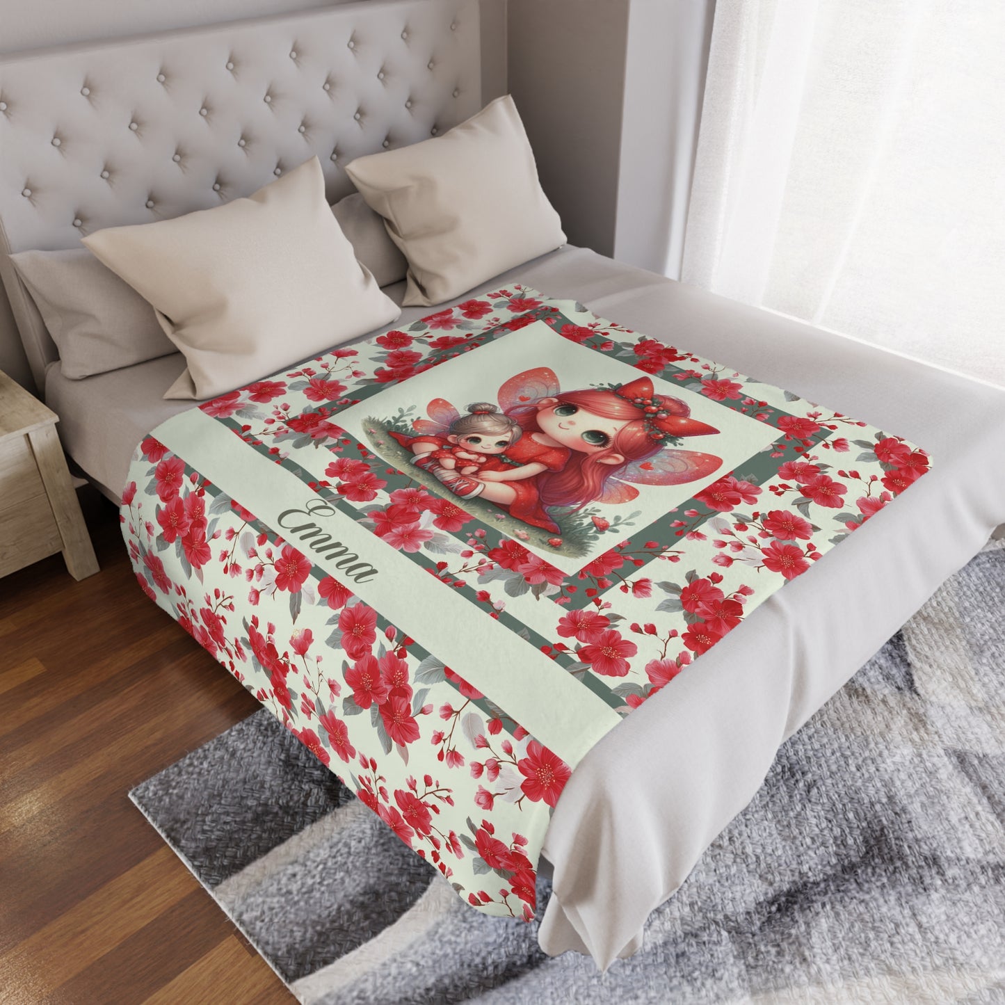 fairy Flowers Name Girle Minky Blanket