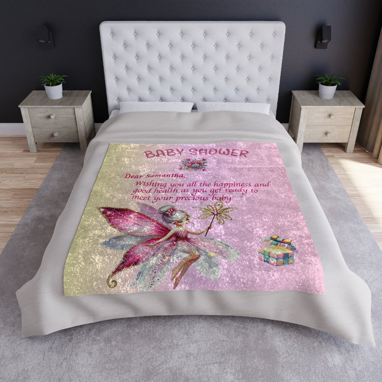 ''Fairy wishes'' Crushed Velvet Blanket