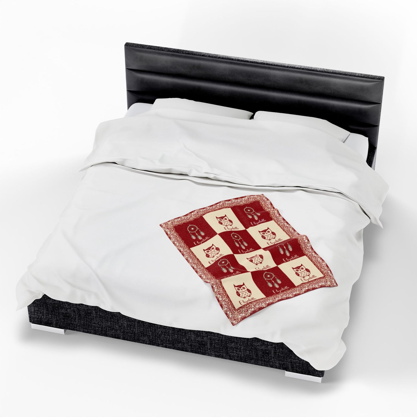 Personalized Baby Girl Blanket,Soft Fleece Name Blanket, Owl & Dreamcatcher Baby Blanket – Custom Baby Gift – Nursery Bedding – Baby Shower Gift