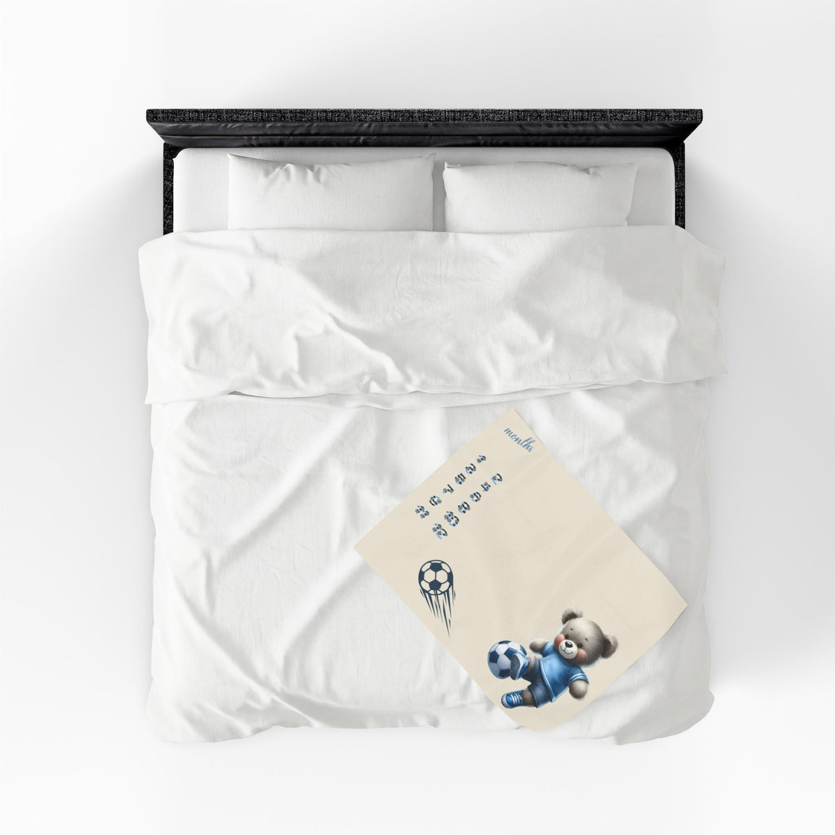 Personalized Soccer Milestone Baby Boy Blanket , Velveteen Plush Blanket
