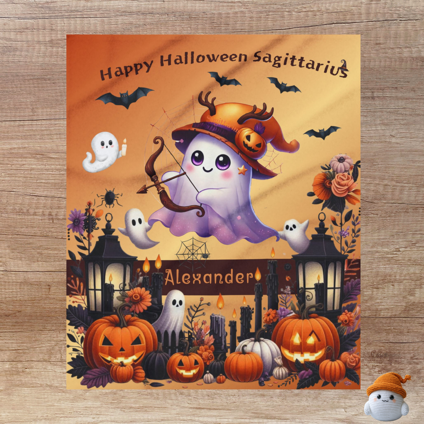 Personalized Sagittarius Halloween Toddler Boy Blanket, Custom Name Zodiac Gift