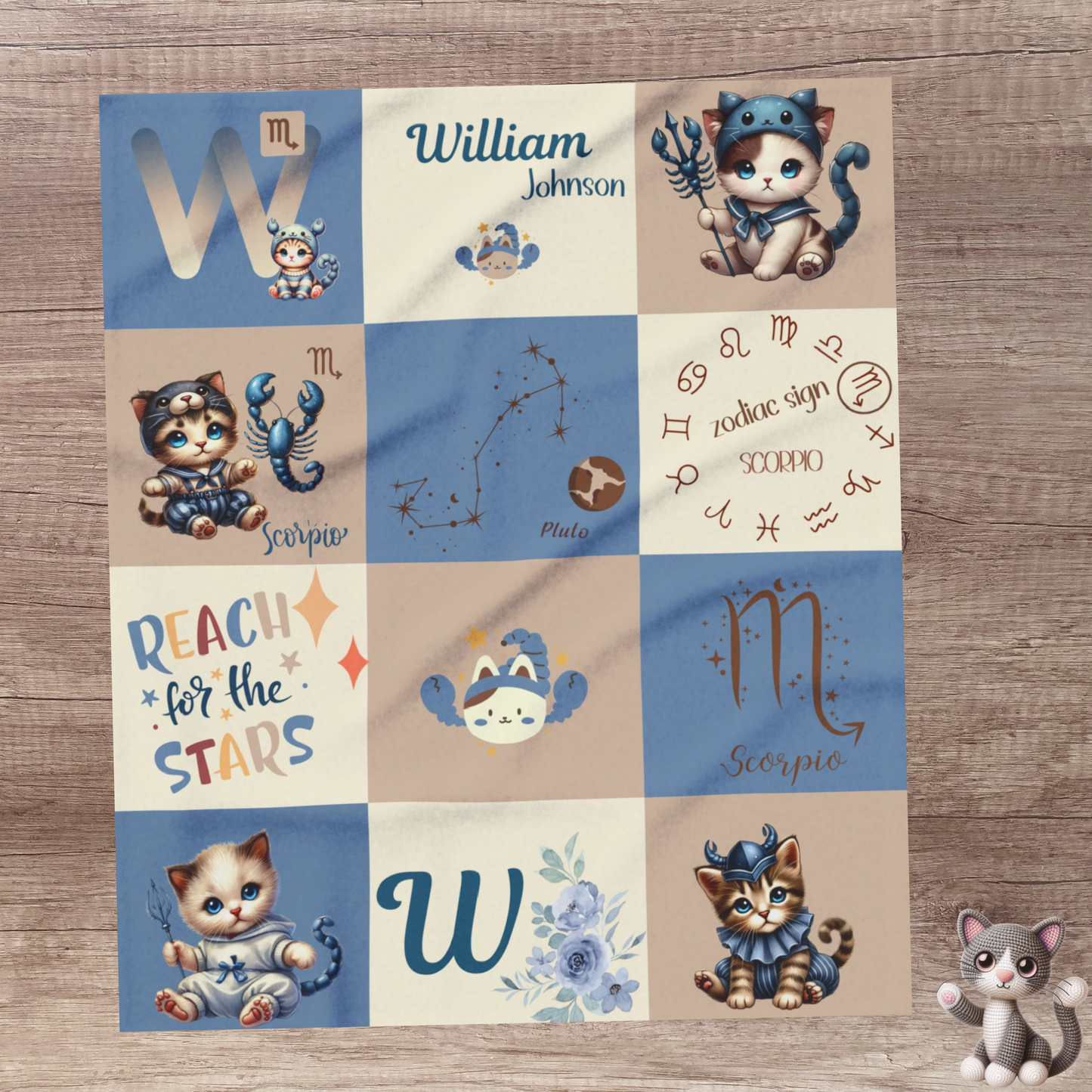 Personalized Scorpio Baby Boy Blanket, Velveteen Plush, Zodiac Baby Blanket