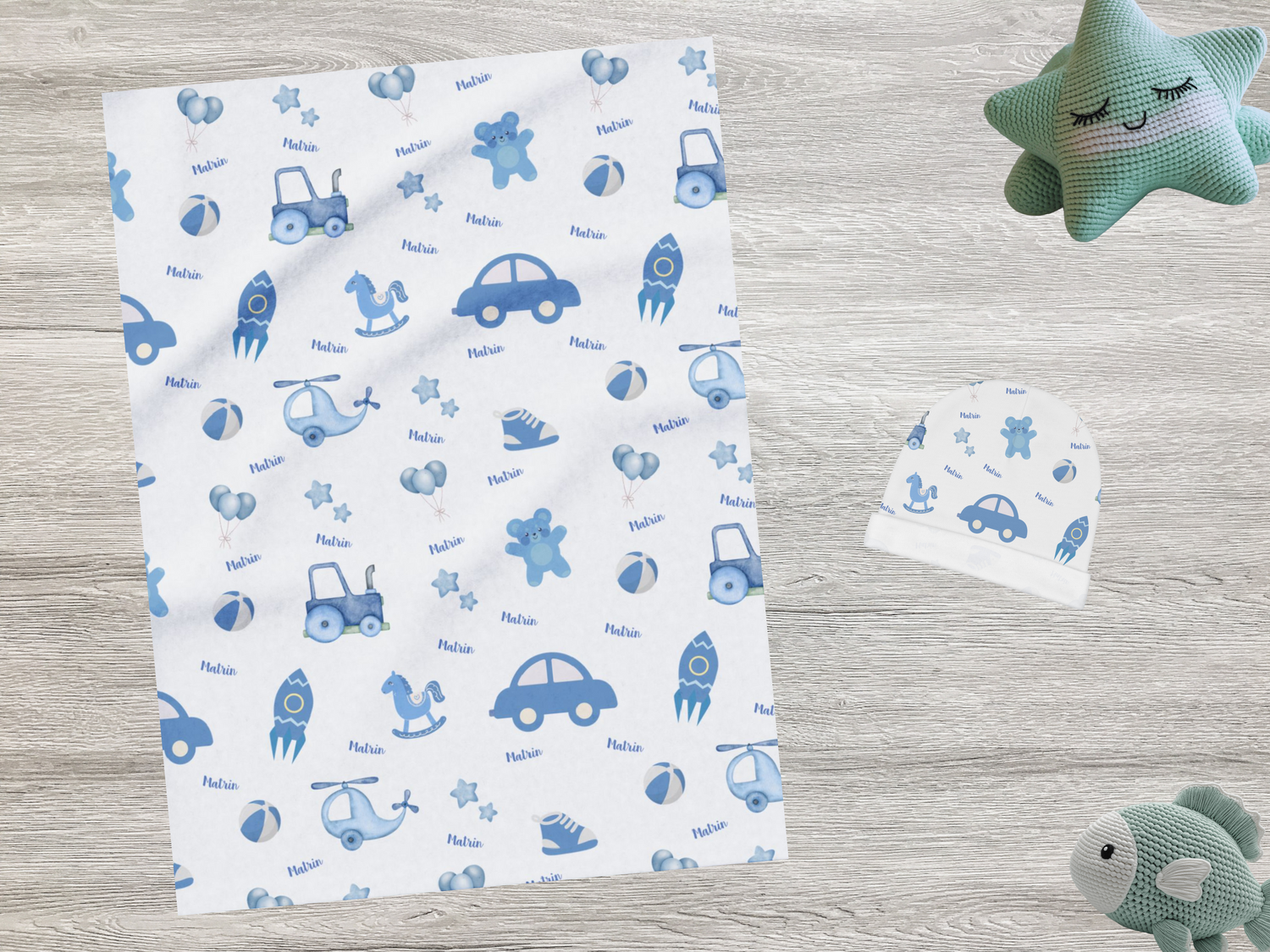 Swaddle Blankets and Beanies Baby Boy