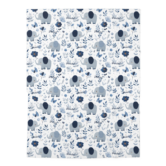 Blue elephant, Baby Swaddle Blanket, Boy gift