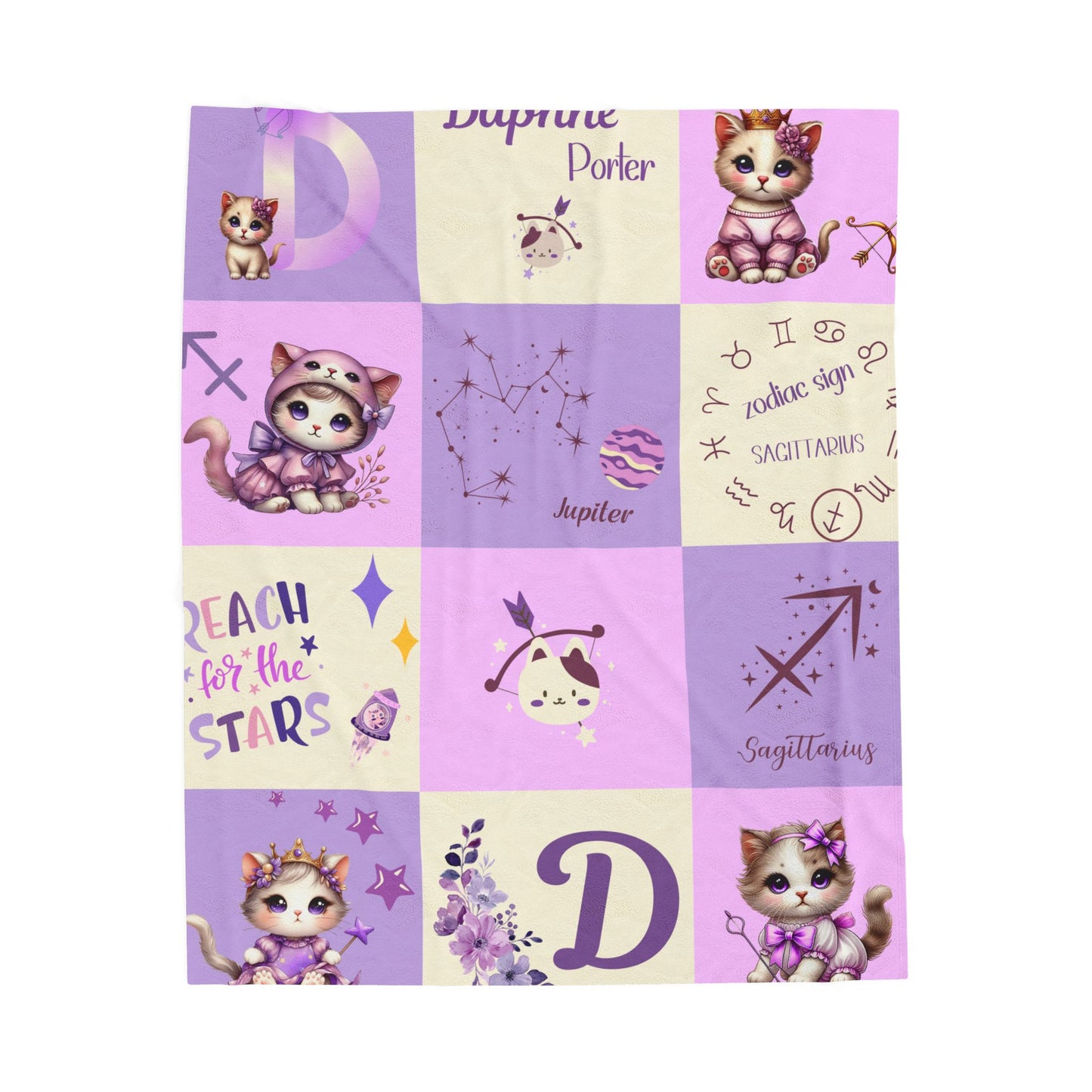 Personalized Sagittarius Baby Girl Blanket Velveteen Plush, Zodiac Baby Blanket,
