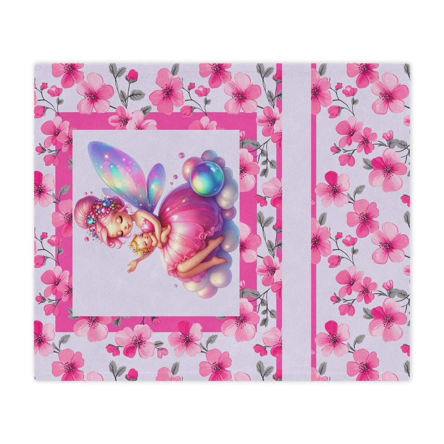 Fairy Flowers Name Girl Minky Blanket