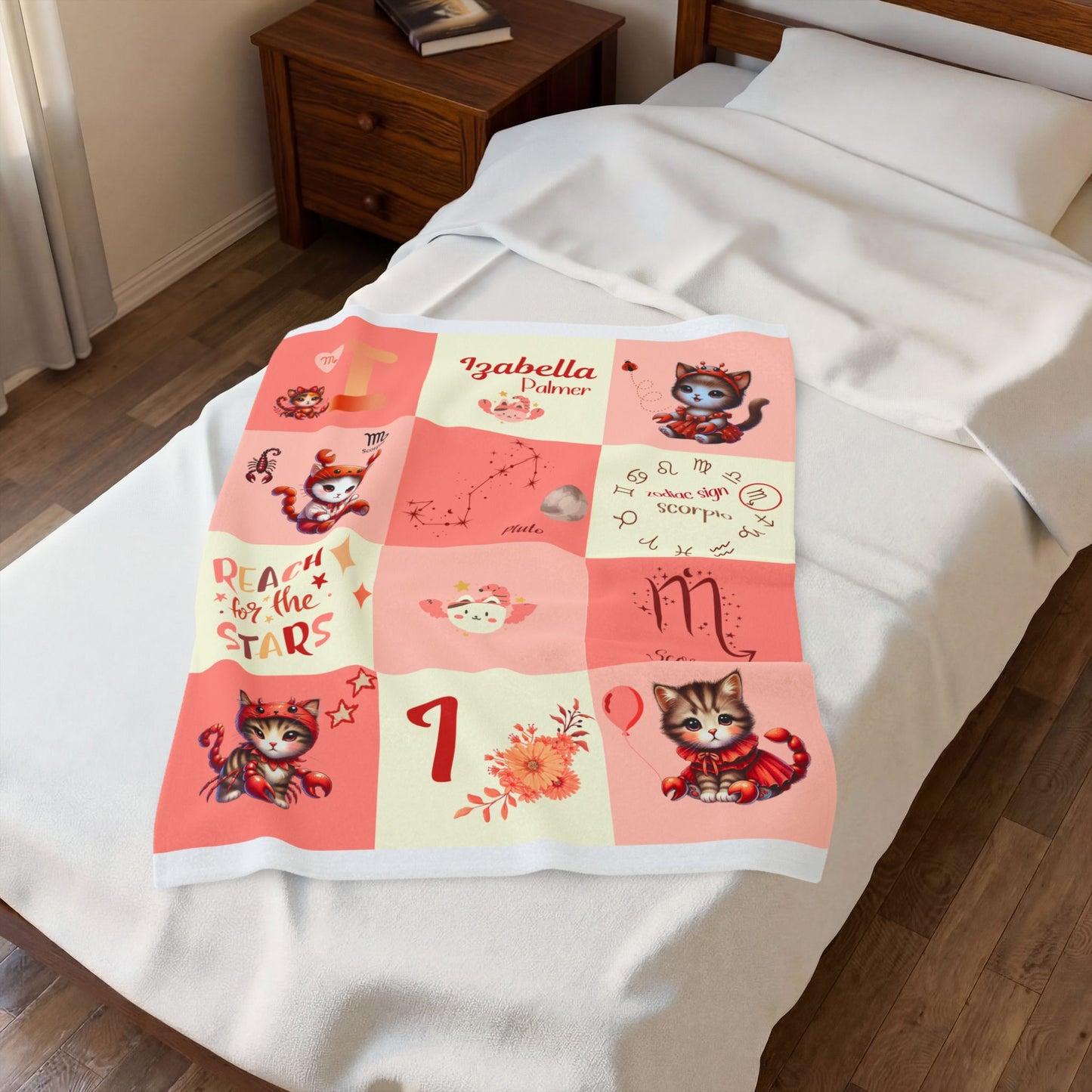 Personalized Scorpio Baby Girl Blanket Velveteen Plush, Zodiac Baby Blanket, Astrology Baby Blanket,