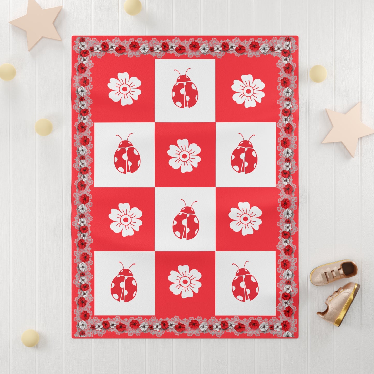 Personalized Ladybug Baby Girl Blanket, ladybug baby blanket,
