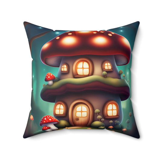 ''Knitted cottage'' Spun Polyester Square Pillow