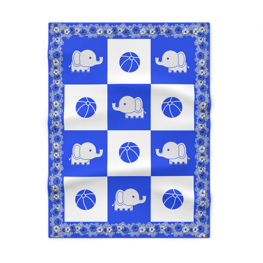 Personalized Name Baby Boy Blanket,  Soft Fleece, Custom Nursery Blanket,elephant and ball pattern
