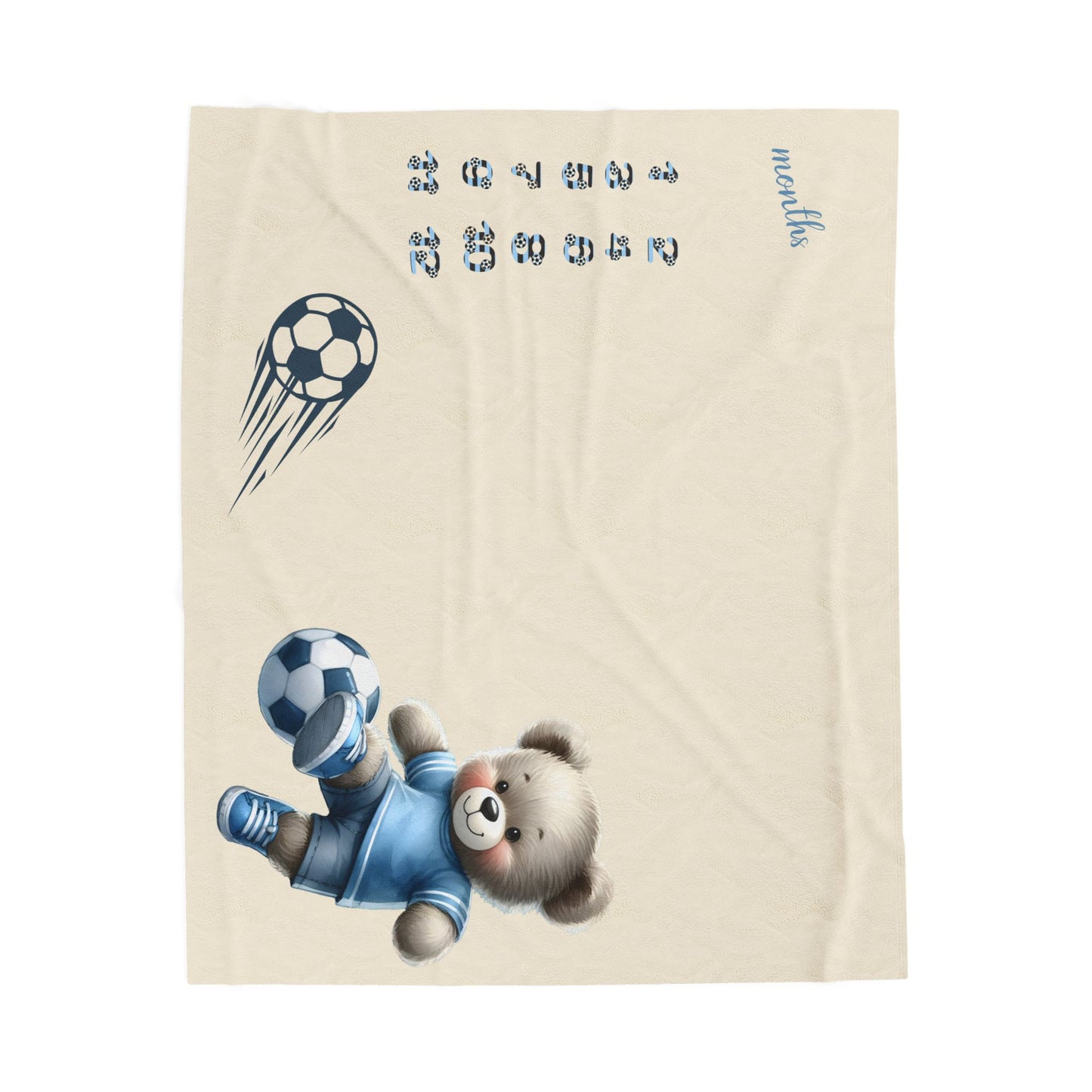 Personalized Soccer Milestone Baby Boy Blanket , Velveteen Plush