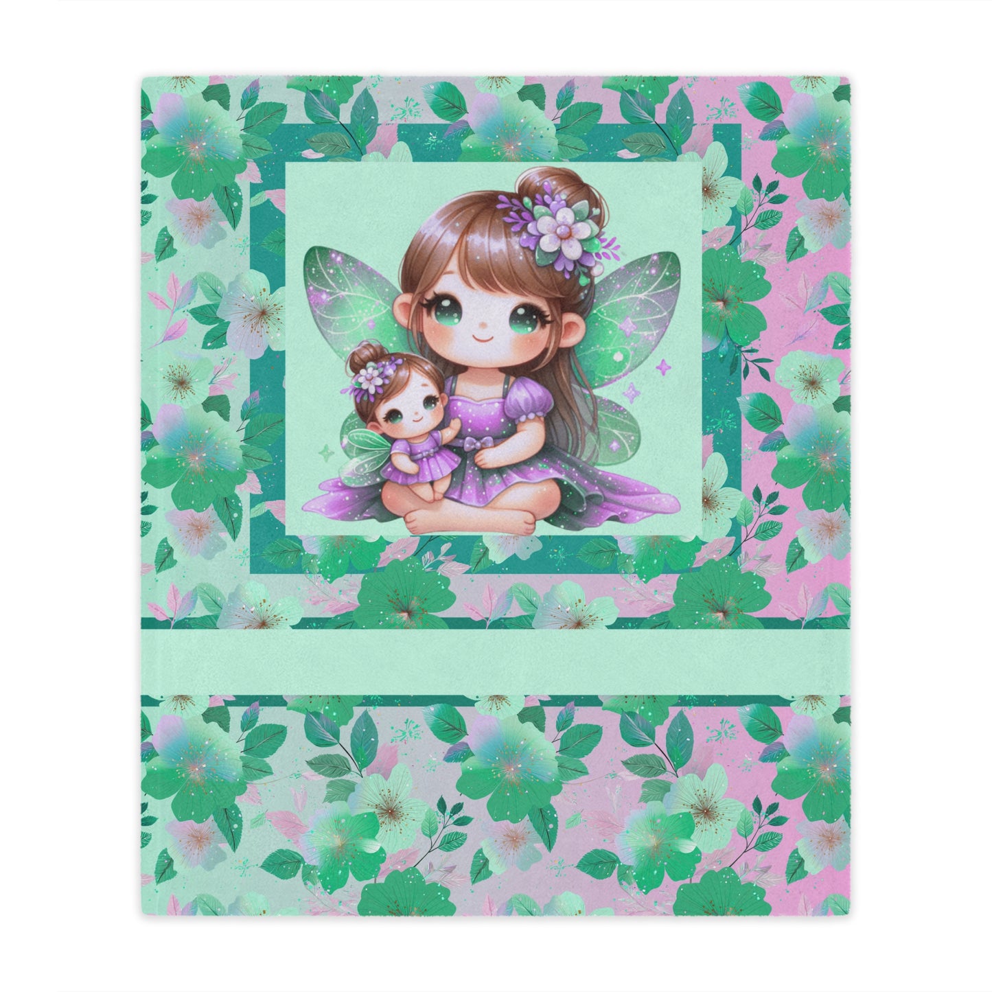 Fairy Flowers Name Girl Minky Blanket