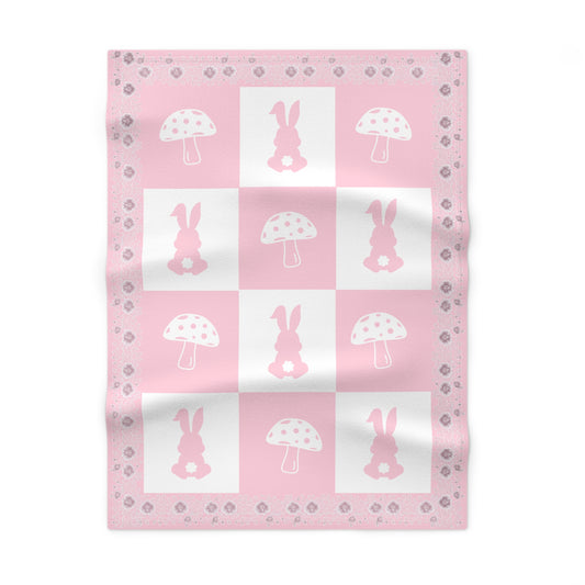 Personalized Baby Girl Fleece Blanket | Custom Name Bunny Blanket | Soft Pink Newborn Gift, Baby Shower Present