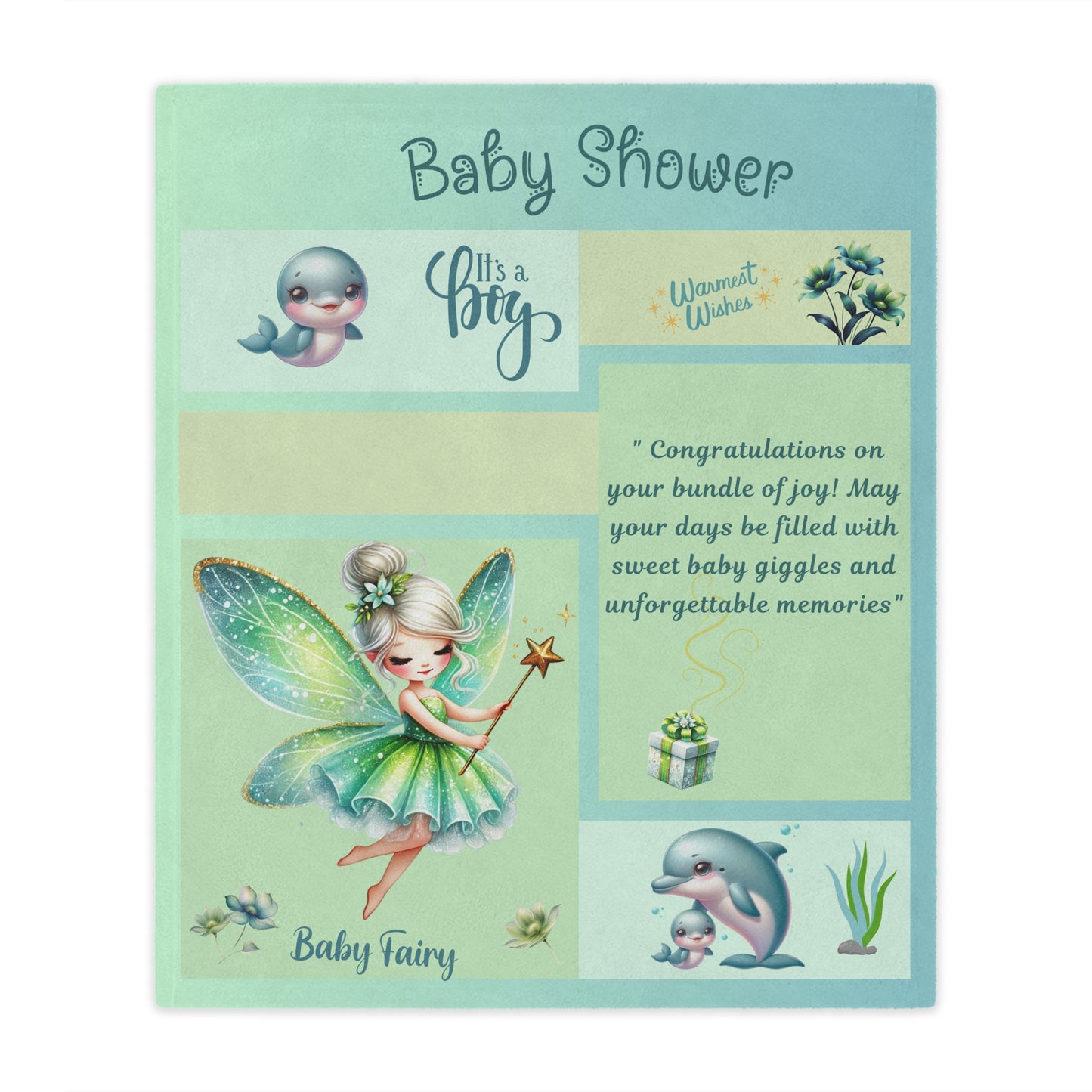 ''Fairy Wishes'' Baby Boy Minky Blanket