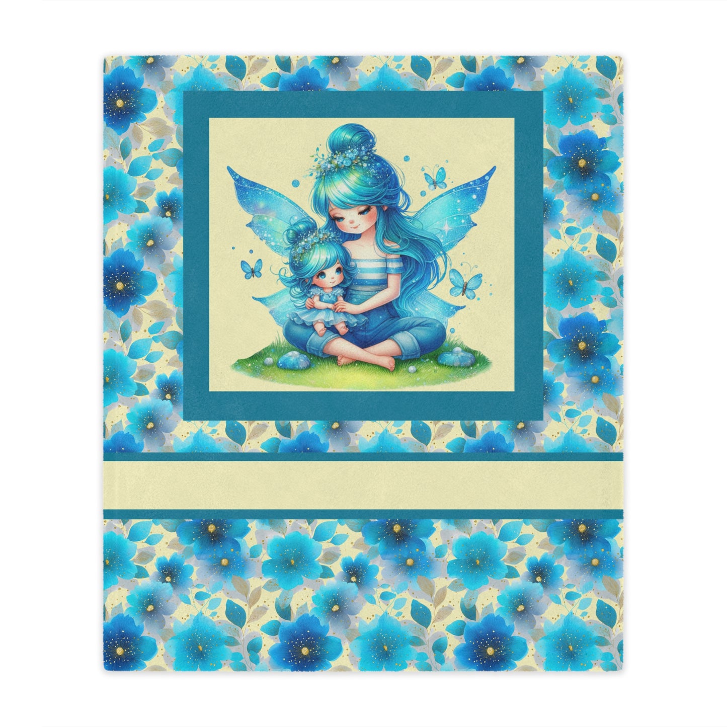 Fairy Flowers Name Girl Minky Blanket