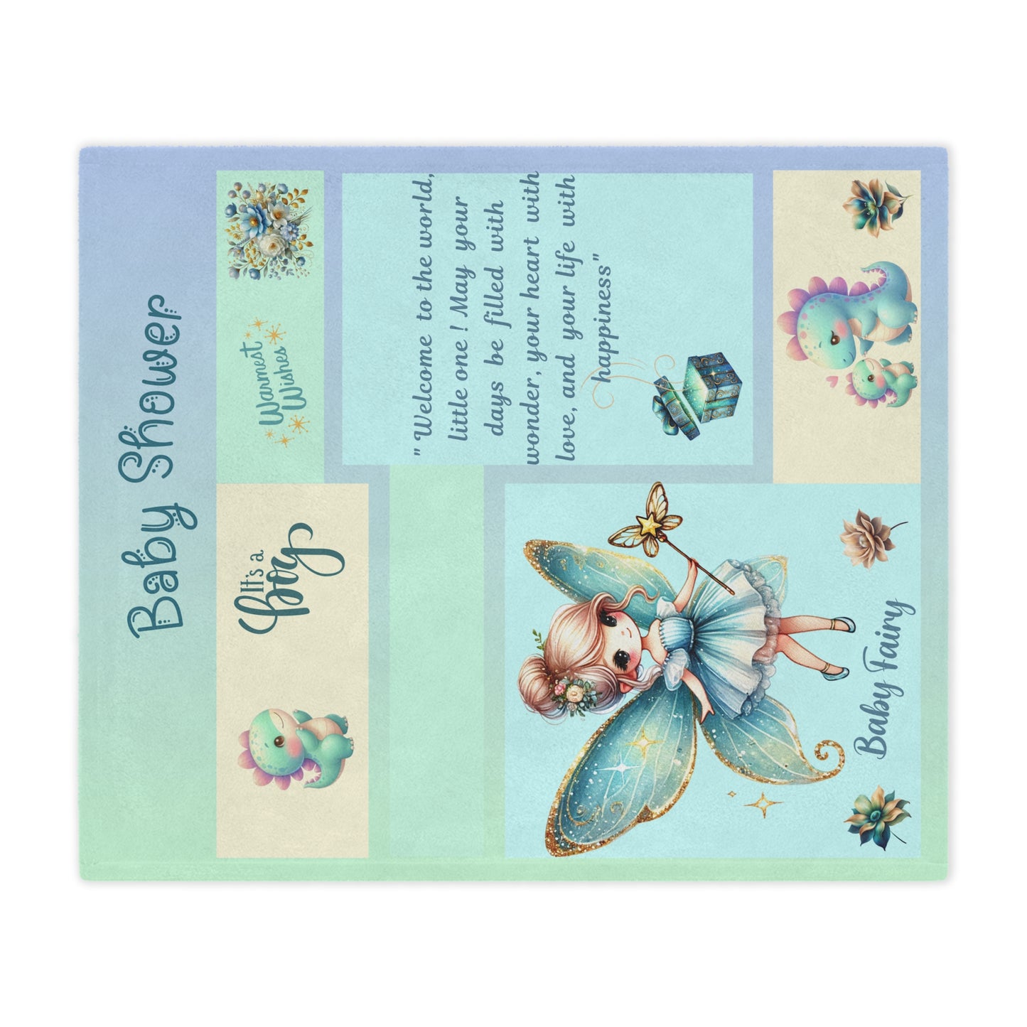 ''Fairy Wishes'' Baby Boy Minky Blanket