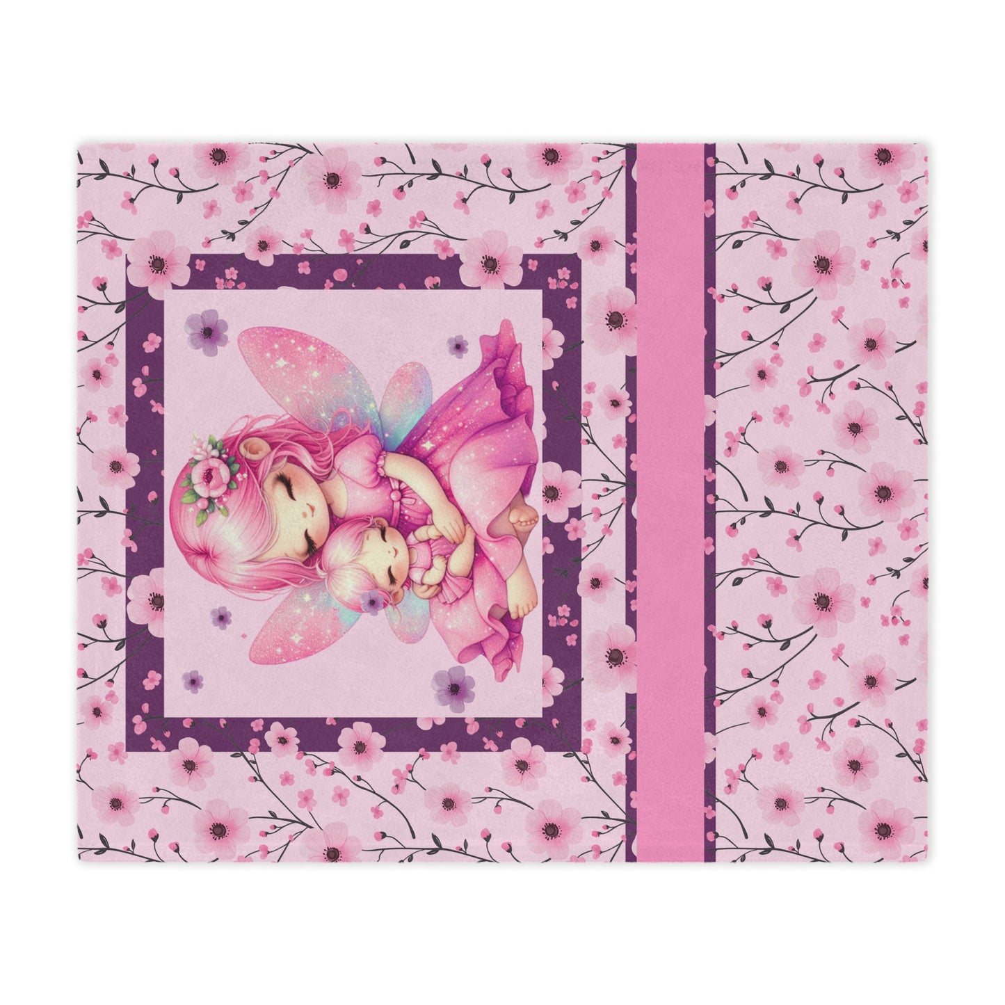 Fairy Flowers Name Girl Minky Blanket