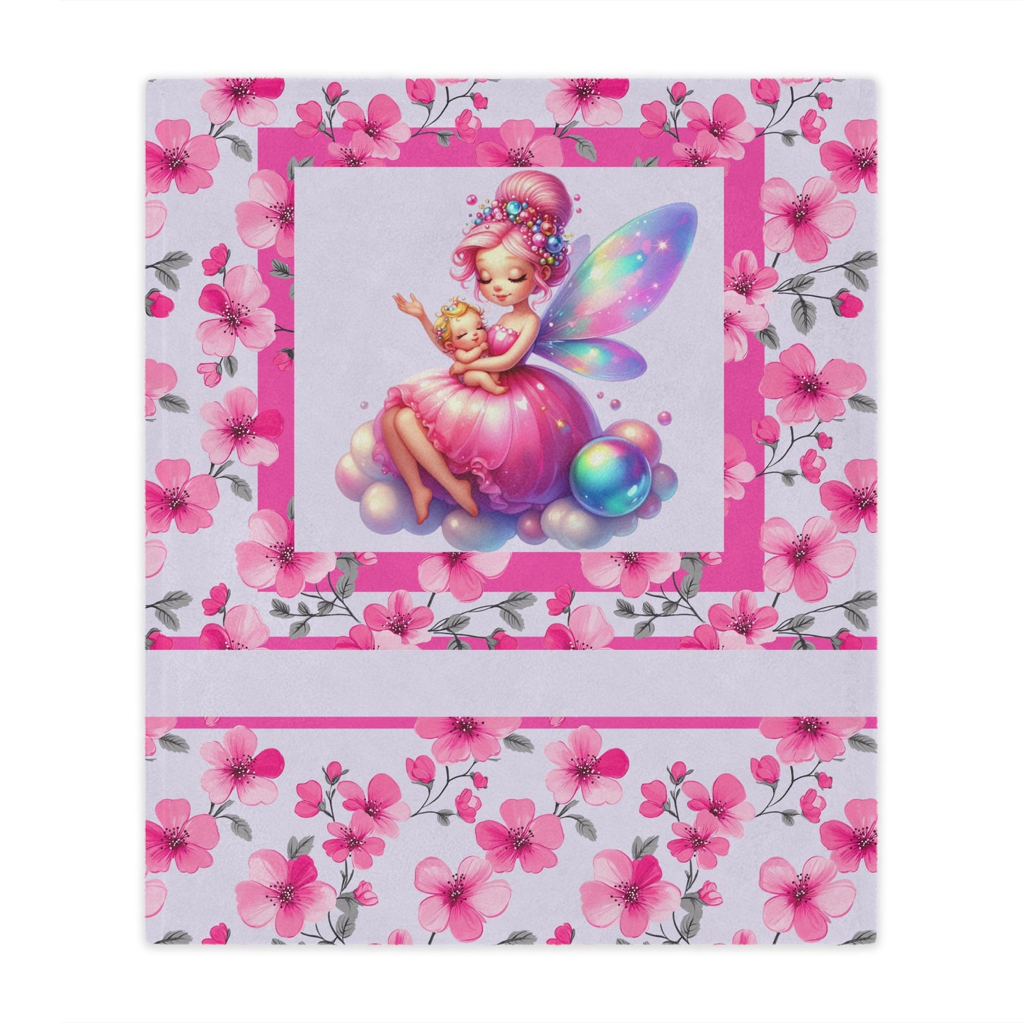 Fairy Flowers Name Girl Minky Blanket