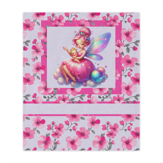 Fairy Flowers Name Girl Minky Blanket