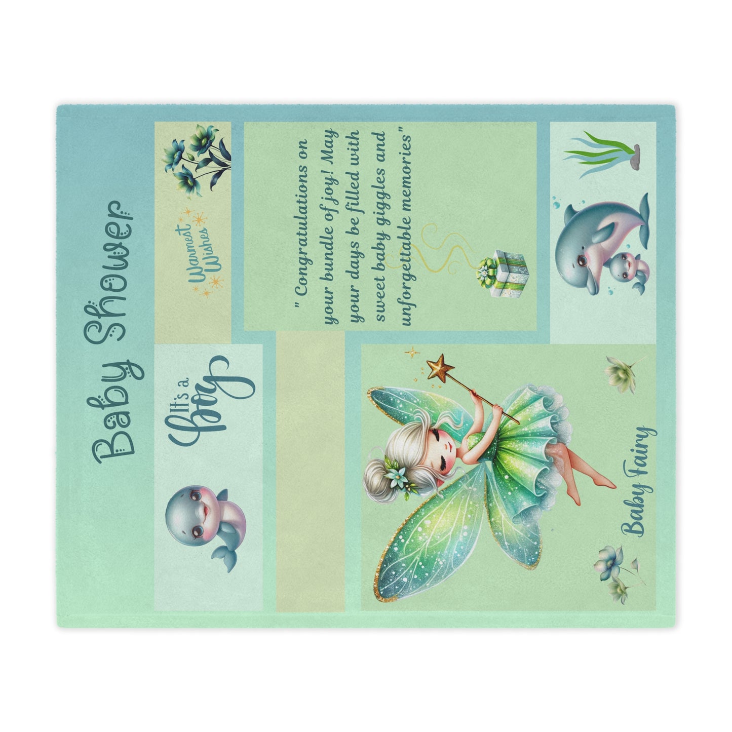 ''Fairy Wishes'' Baby Boy Minky Blanket