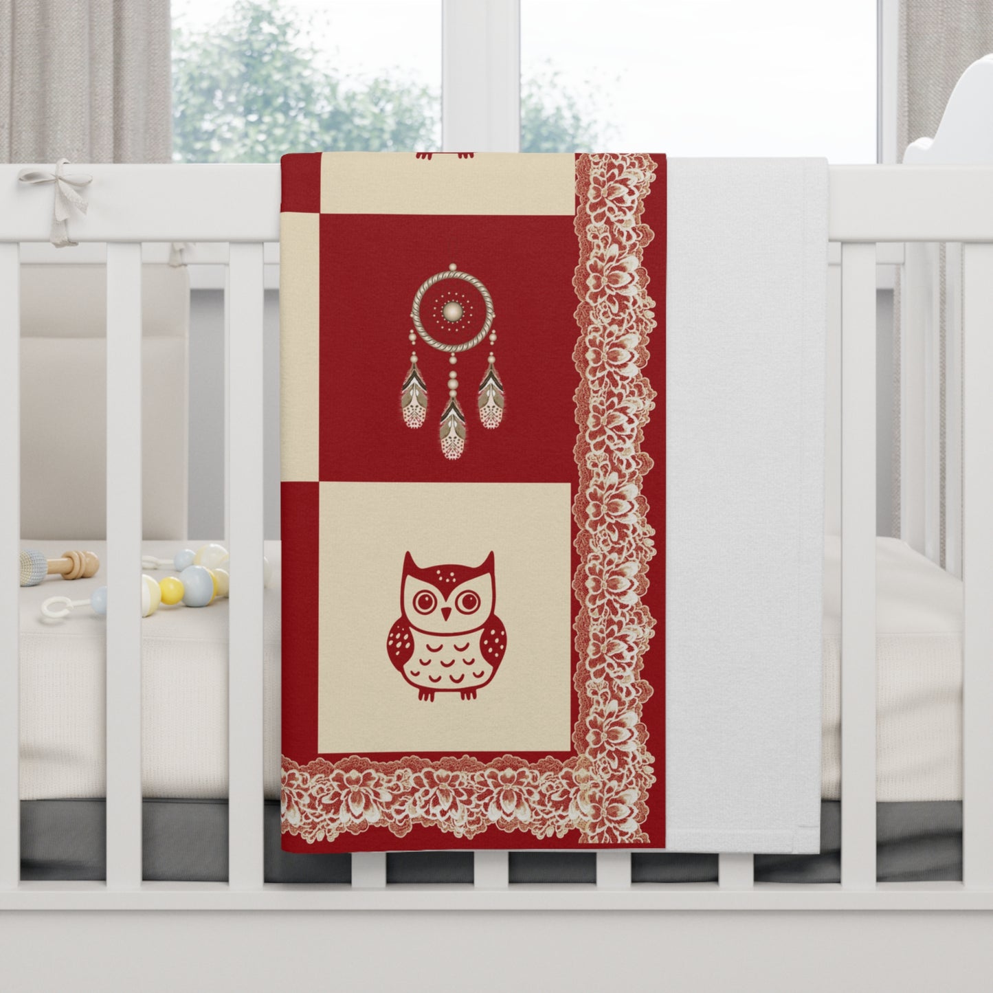 Personalized Baby Girl Blanket,Soft Fleece Name Blanket,  Owl & Dreamcatcher Baby Blanket – Custom Baby Gift – Nursery Bedding – Baby Shower Gift