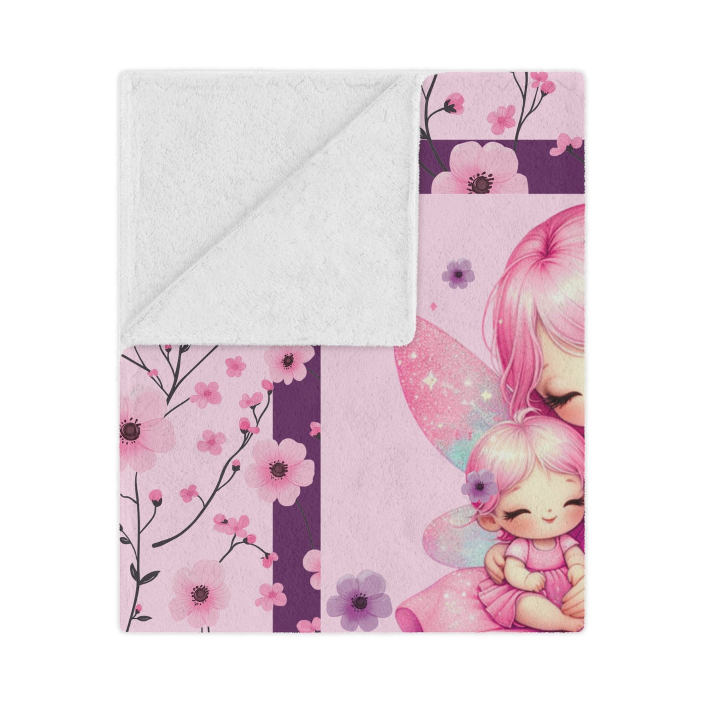 Fairy Flowers Name Girl Minky Blanket