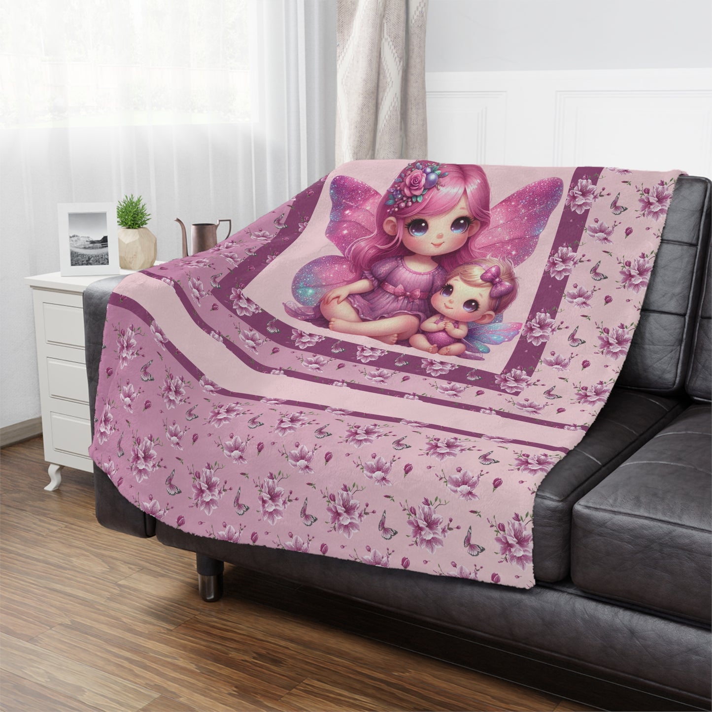 Fairy Flowers Girl  Pink Blanket