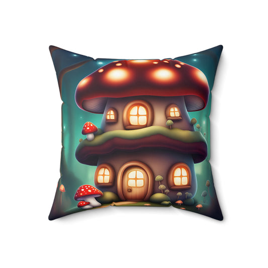''Knitted cottage'' Spun Polyester Square Pillow