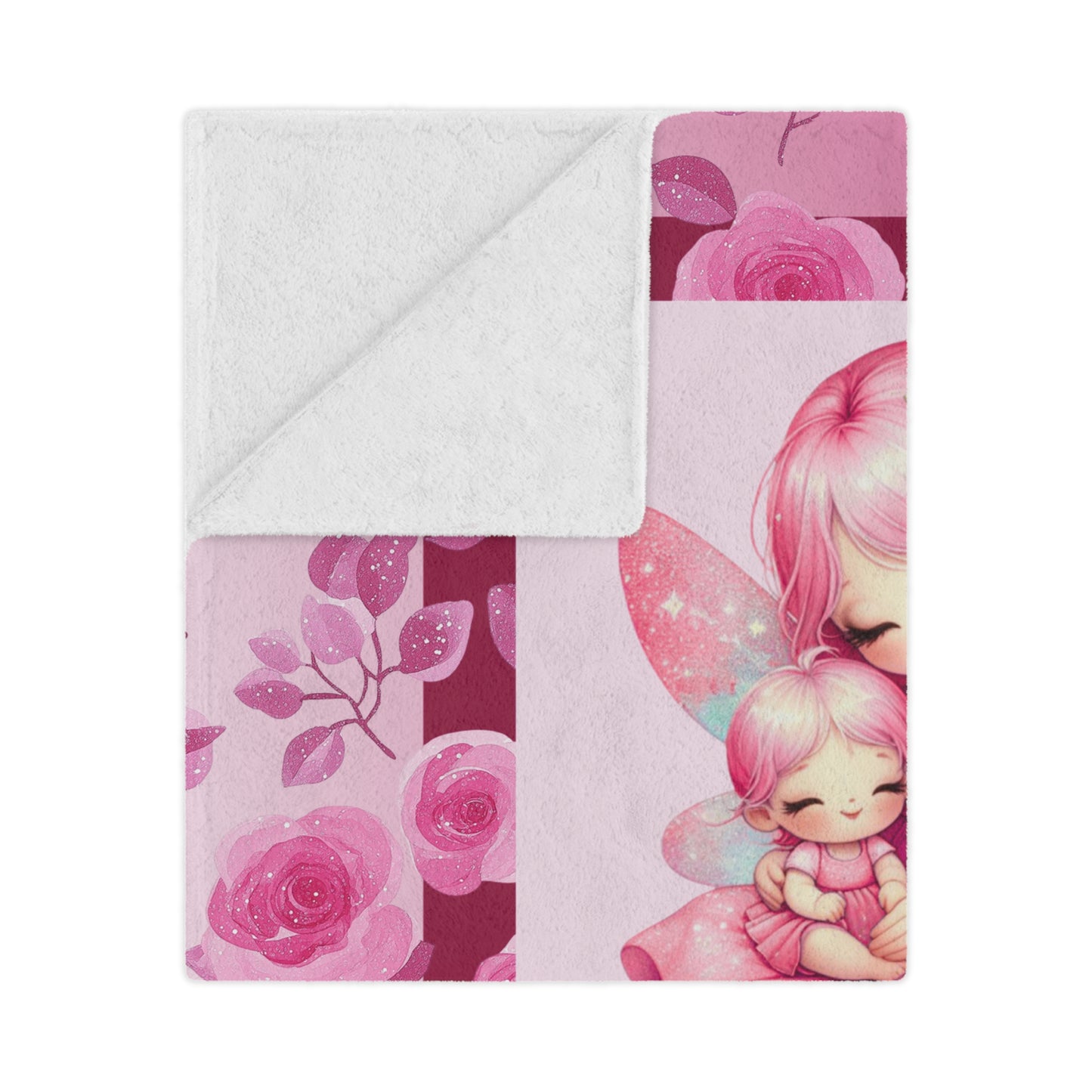 Personalized Fairy Girl Blanket, Soft Minky Gift with Name, Pink Fairy and Floral themed