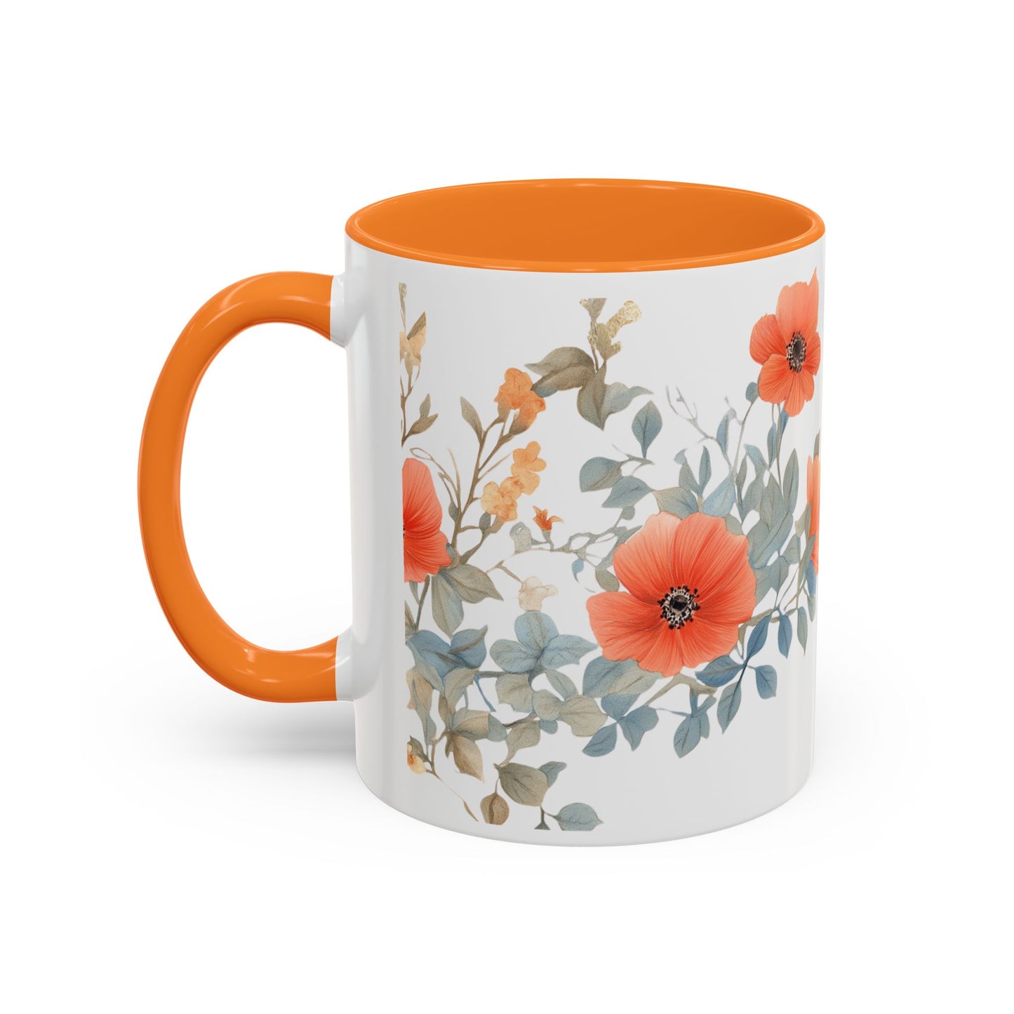 Orange flowers and bird Mug