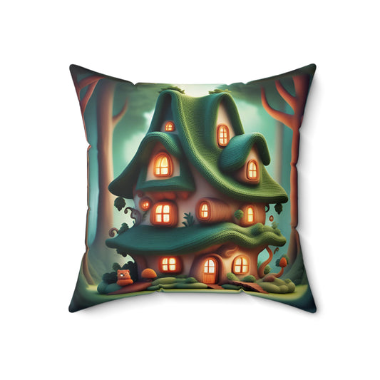 ''Knitted cottege'' Spun Polyester Square Pillow