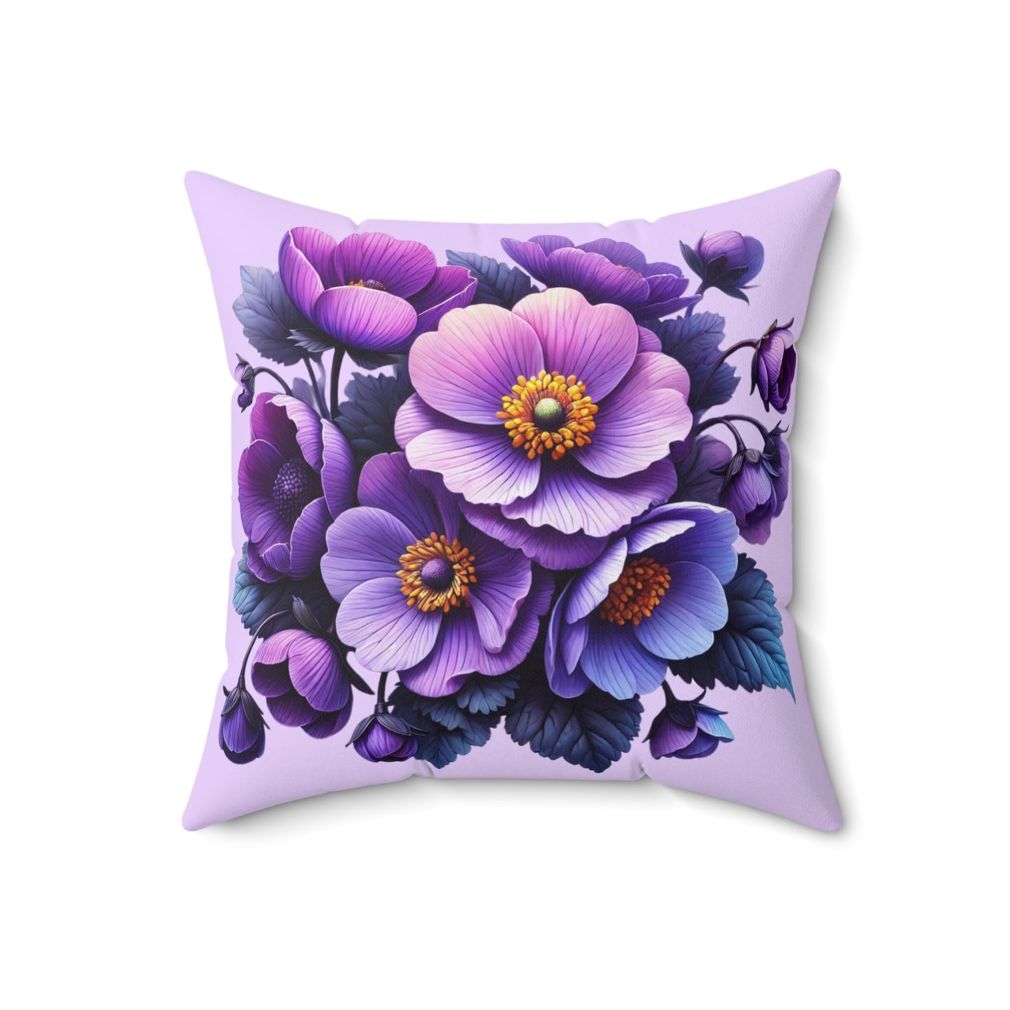 Flowers Spun Polyester Square Pillow