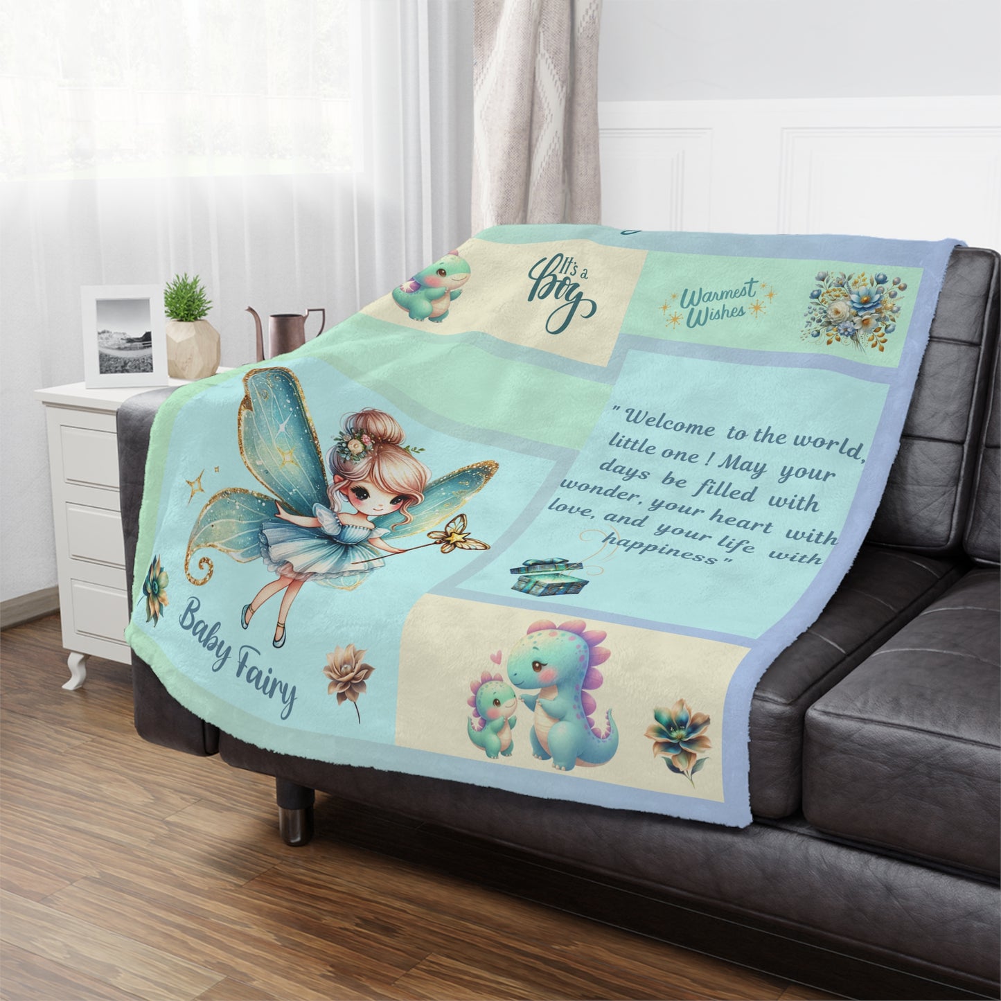 ''Fairy Wishes'' Baby Boy Minky Blanket