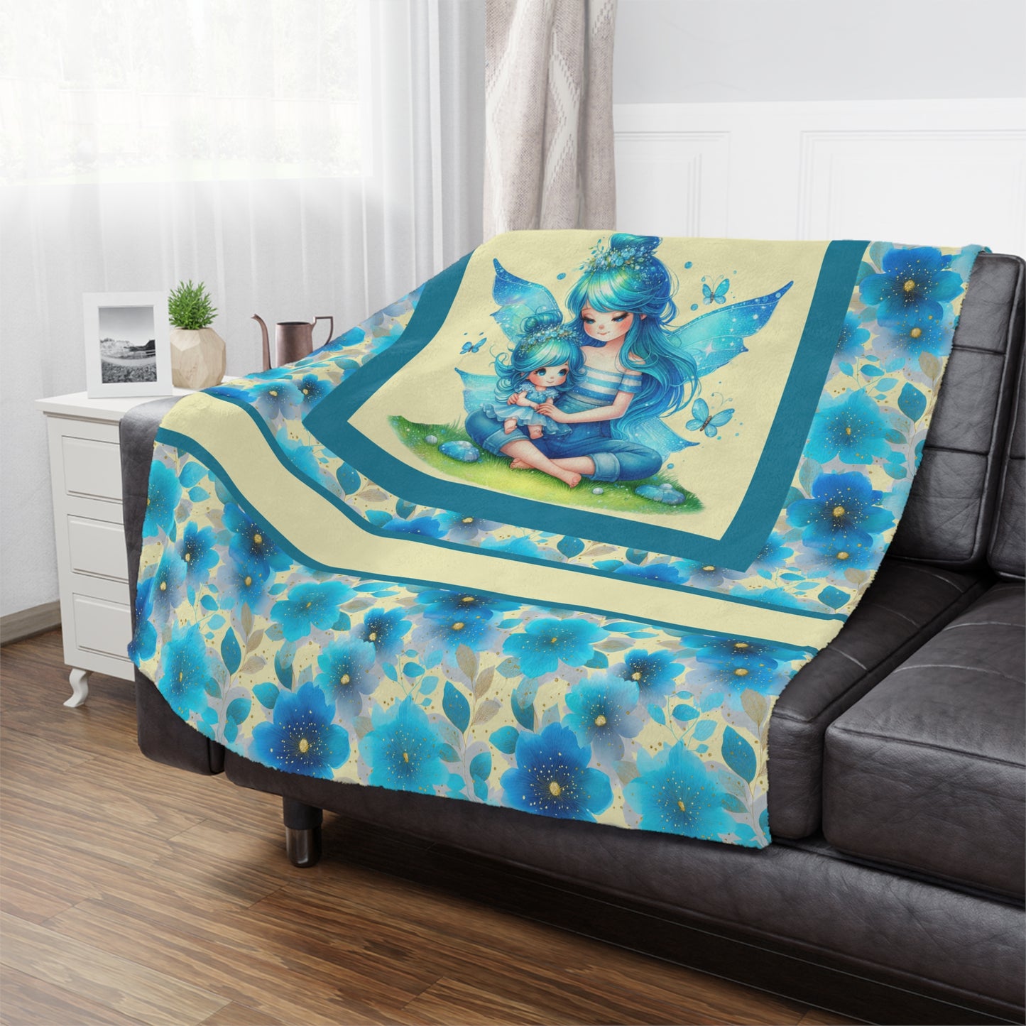 Fairy Flowers Name Girl Minky Blanket