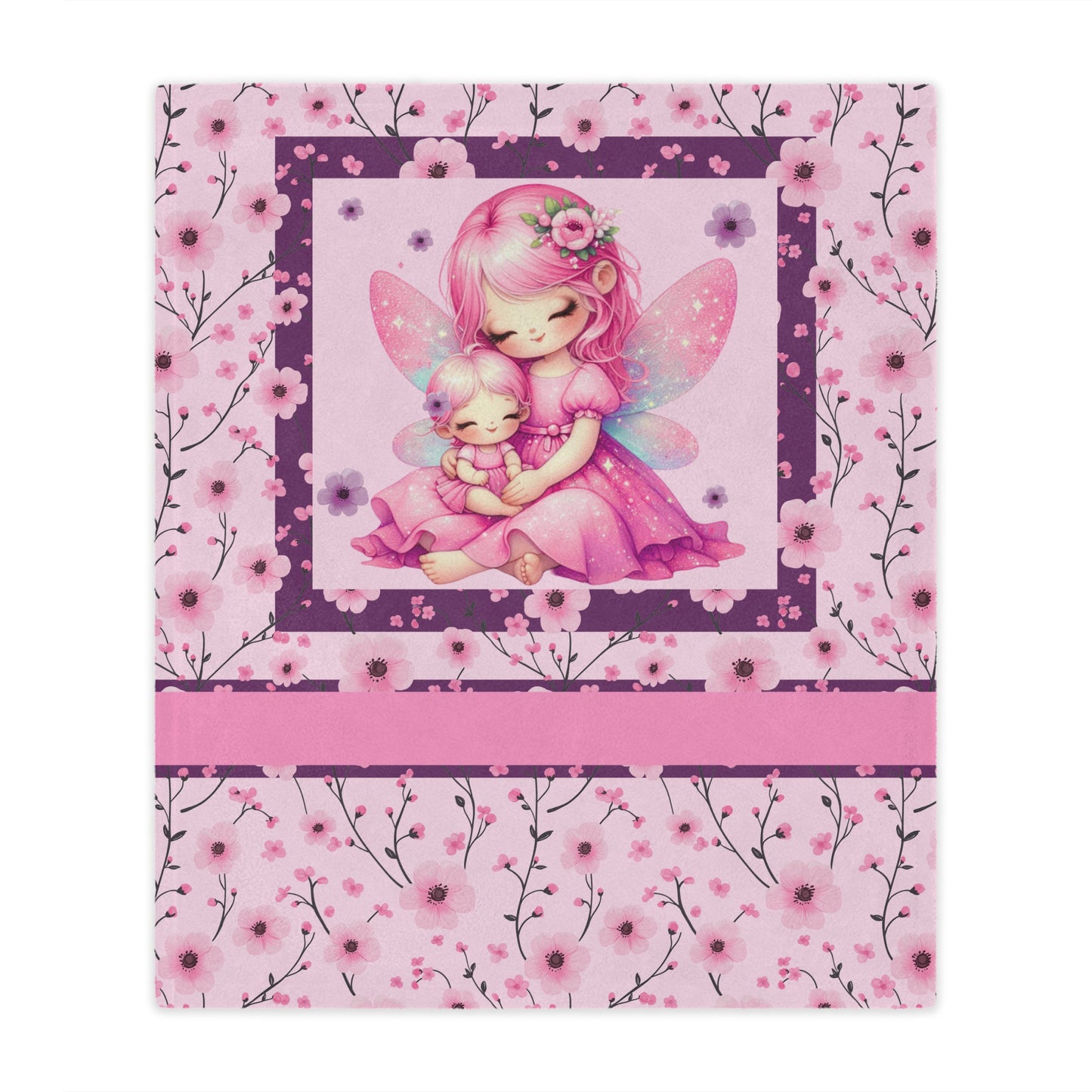 Fairy Flowers Name Girl Minky Blanket