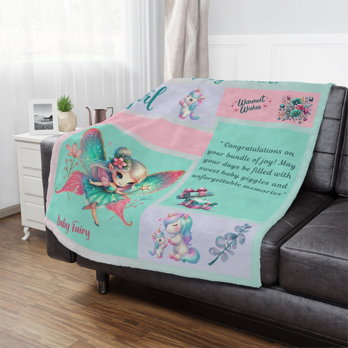 ''Fairy Wishes'' Baby Girl Minky Blanket