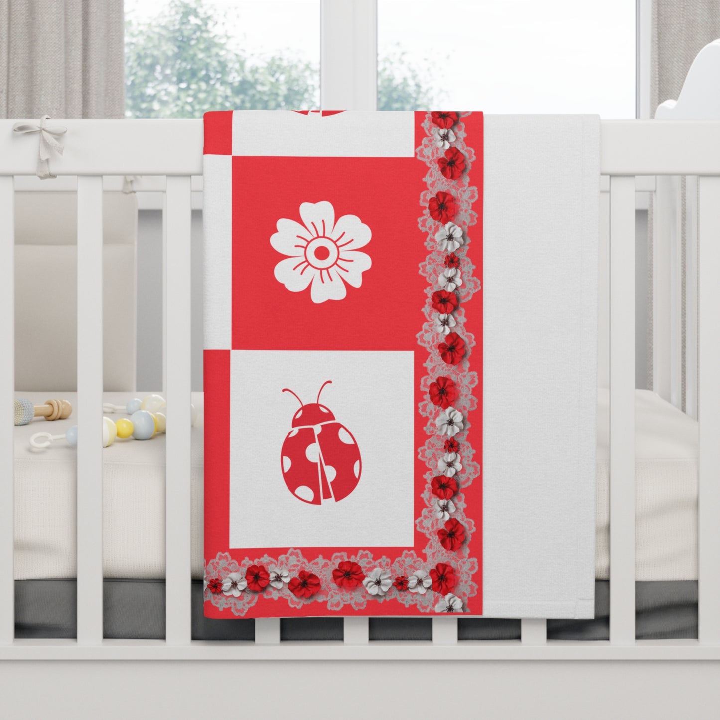 Personalized Ladybug Baby Girl Blanket, ladybug baby blanket,