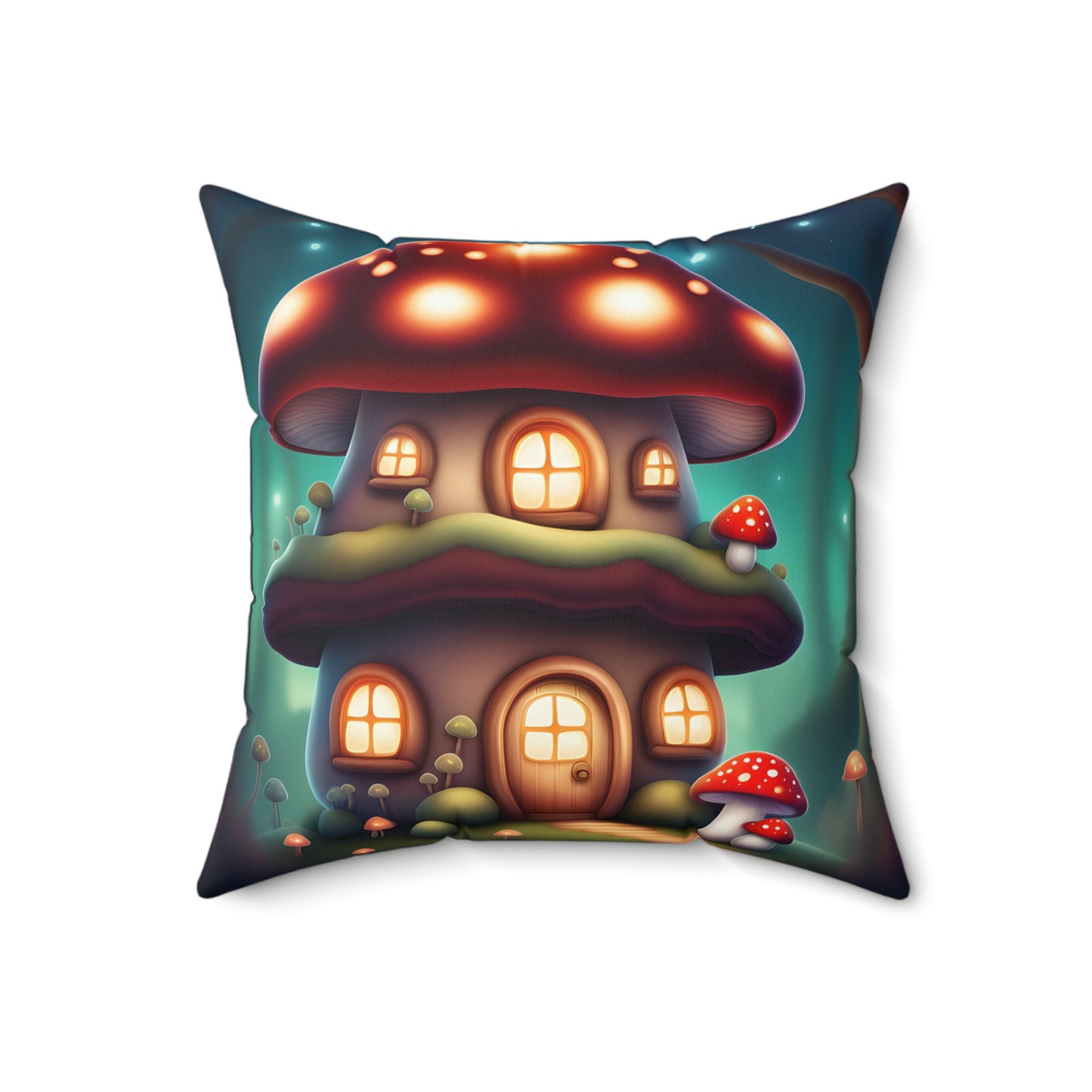 ''Knitted cottage'' Spun Polyester Square Pillow