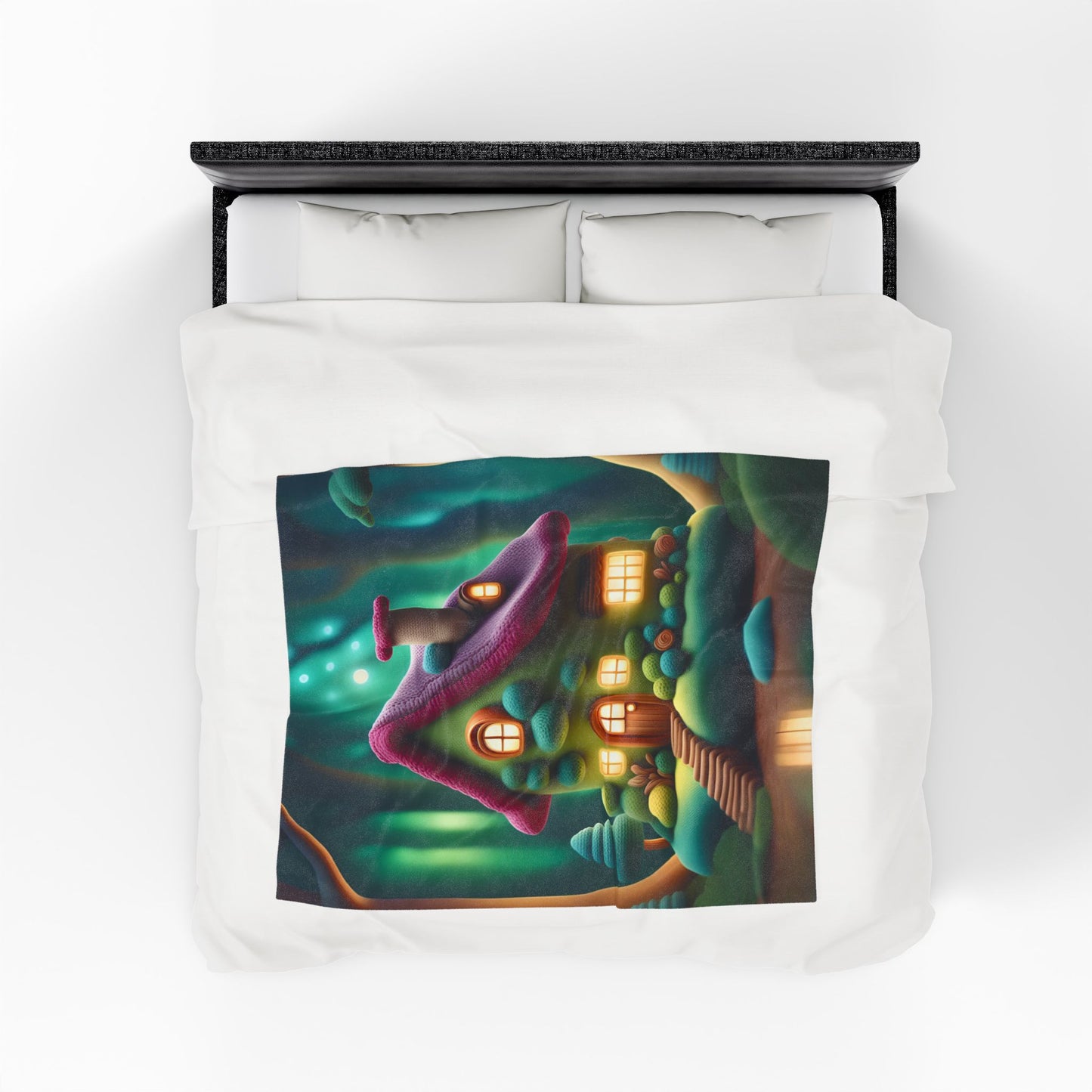 ''Knitted cottage'' Velveteen Plush Blanket