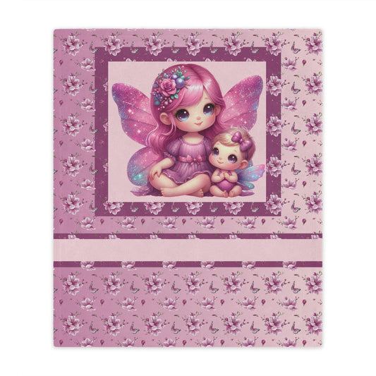 Fairy Flowers Girl  Pink Blanket