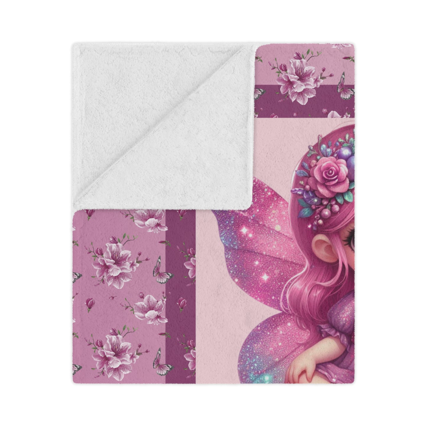 Fairy Flowers Girl  Pink Blanket