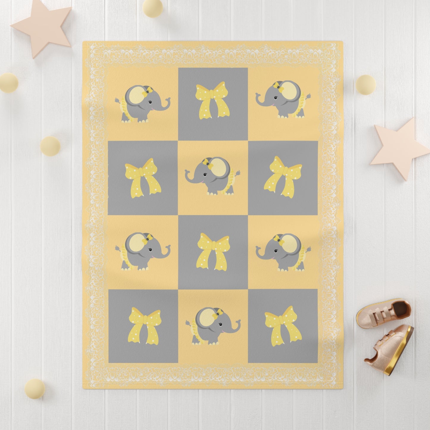 ''Lace Pattern'' Fleece Baby Blanket