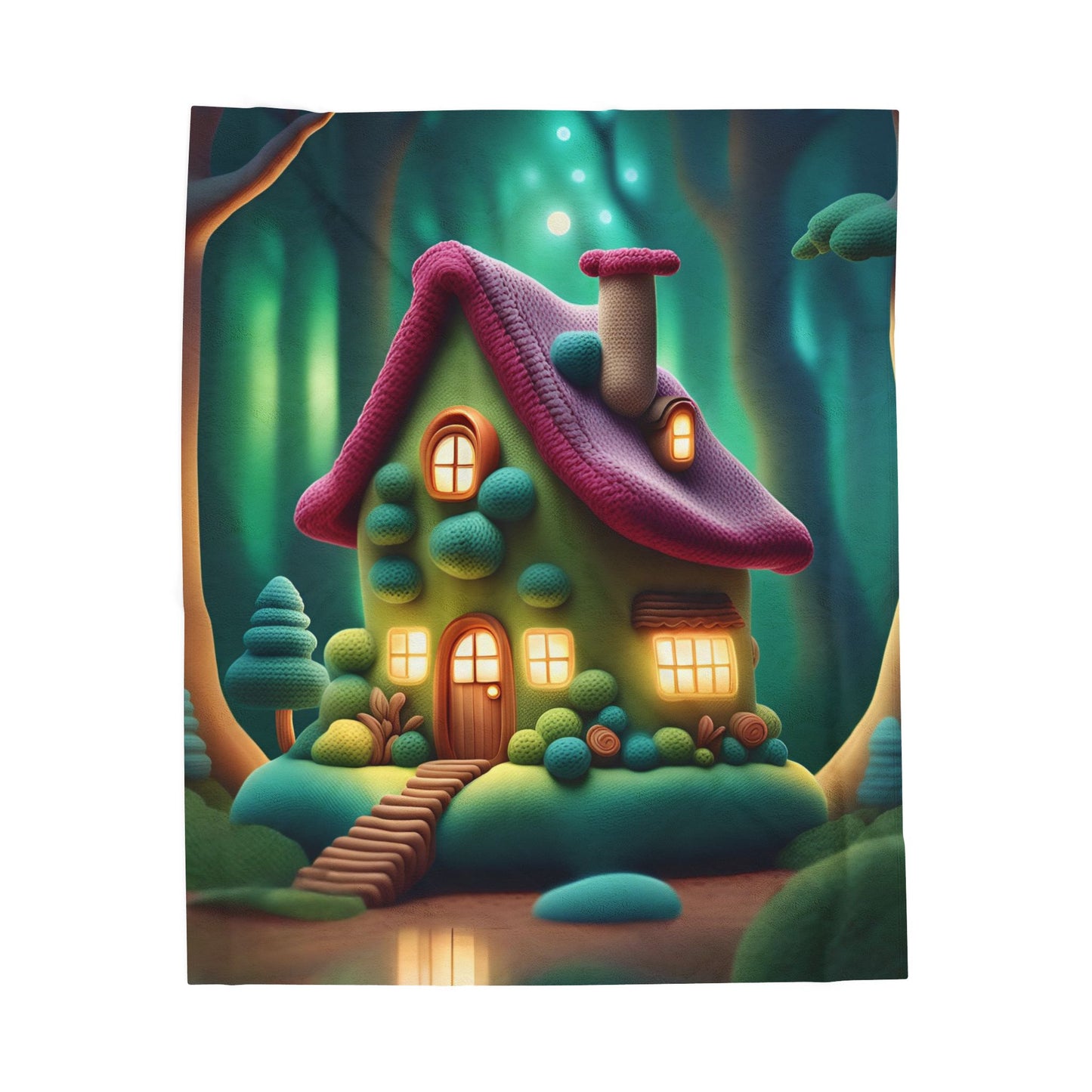 ''Knitted cottage'' Velveteen Plush Blanket
